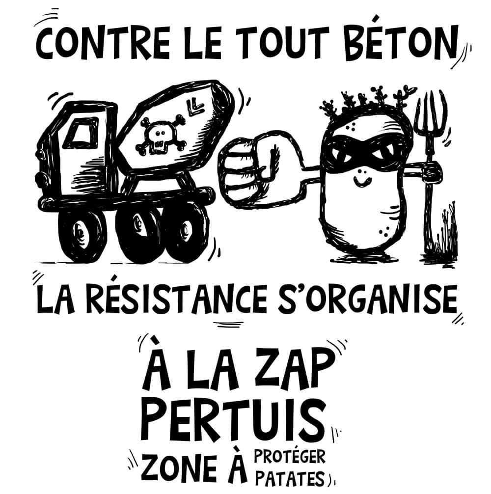 A la Zona à Patates de Pertuis, nombres visuels construire autour des Patates, anciennement cultivées sur les terres agricoles menacées